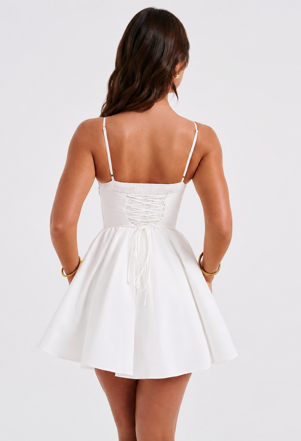 Sweetheart Corset Flare Mini Dress - White