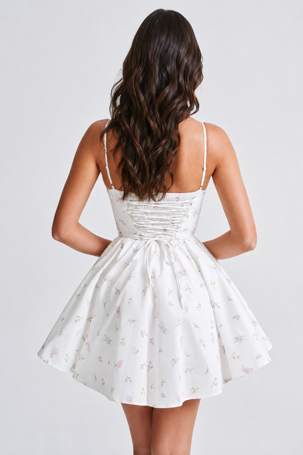 Sweetheart Corset Flare Mini Dress - Floral