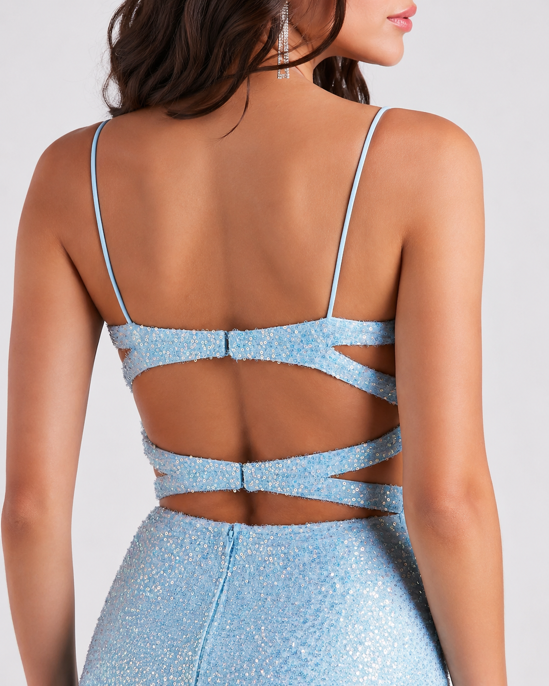 Sky Blue Sequin Mini Dress